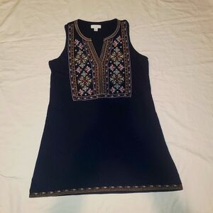 J. Jill embroidered notch neck tank top Embroidered